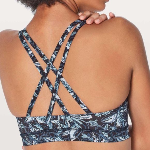 Lululemon Energy Bra Multicolor Black Blue Print - Picture 1 of 6